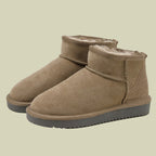 Beige Cozy Mini Boots with Fur Lining – Comfortable Winter Footwear