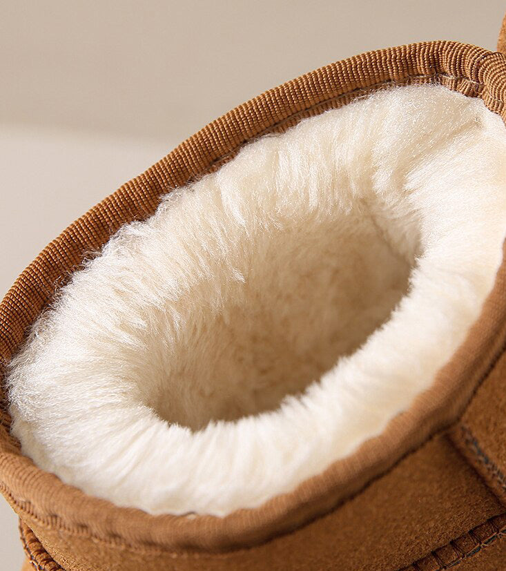 Beige Cozy Mini Boots with Fur Lining – Comfortable Winter Footwear