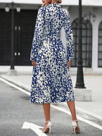 Midi shirt dress with pattern and slit