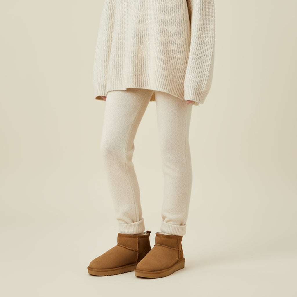 Beige Cozy Mini Boots with Fur Lining – Comfortable Winter Footwear