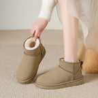Beige Cozy Mini Boots with Fur Lining – Comfortable Winter Footwear