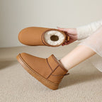 Beige Cozy Mini Boots with Fur Lining – Comfortable Winter Footwear
